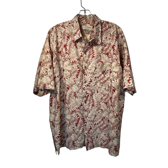 Tori Richard Honolulu Mens Large Aloha Shirt Floral Leaf Print Cotton Lawn - Picture 1 of 6